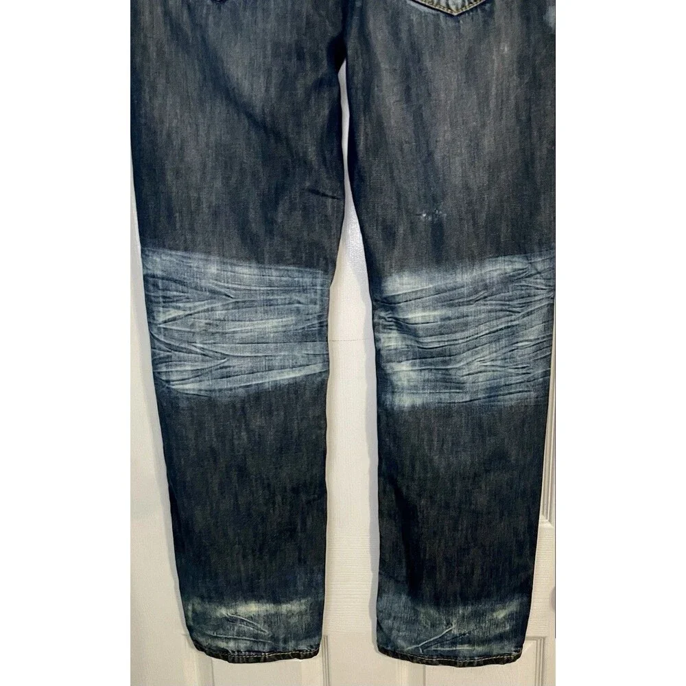 Helix 34 X 32 Men's Custom Graphic Denim Jeans - Peace & Leaf Bleach Wash